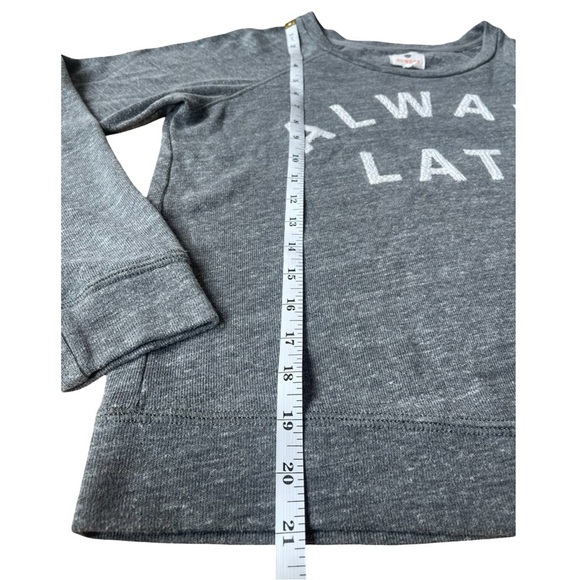 Sundry “Always Late” Graphic Pullover Sweatshirt Gray Long Sleeve – Size 0 (XS) - Picture 8 of 12
